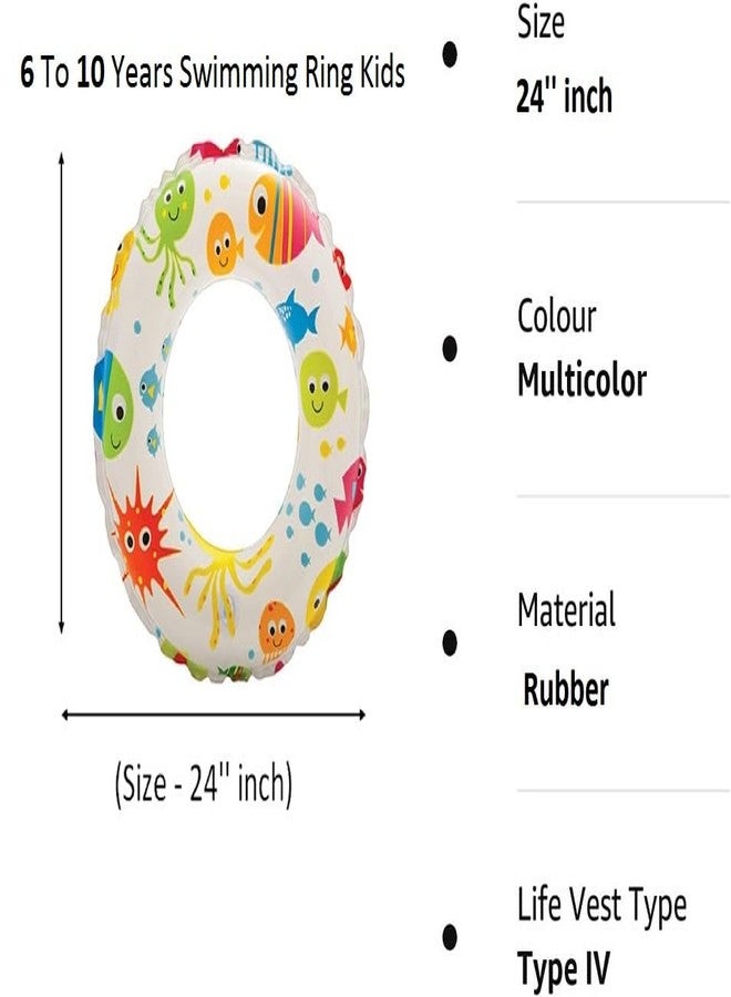 NELSTRAB:- Pool Party Swimming Ring for Kids Girls and Boys Swimming Ring Swim Tube(6-10 Years)(Size -24''inch)(Multi Color)(1 PIS) - Image 4